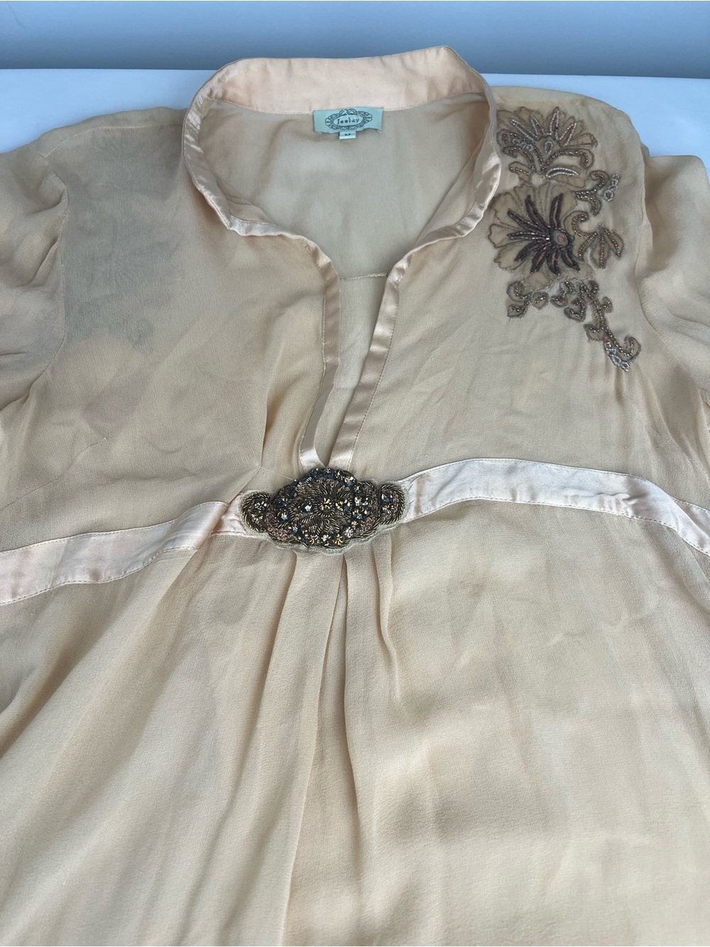 Vintage Joolay Embellished Sheer Blouse
